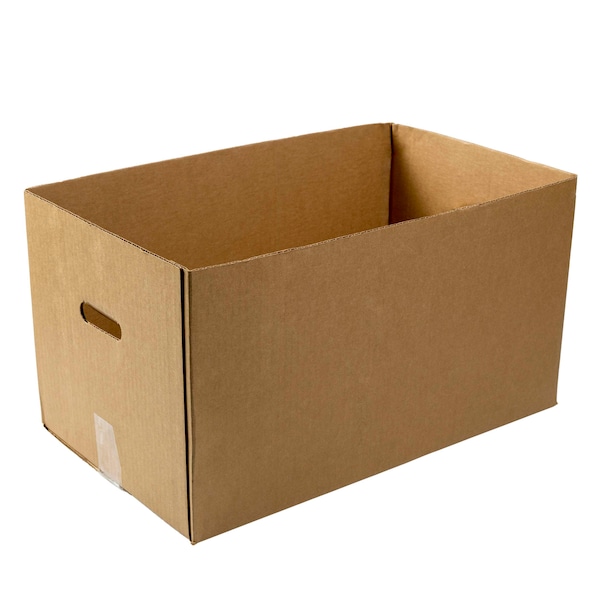 Amercareroyal 0443 Corrugated Carry Out Box With Handle Kraft 22x13x12 1/2, PK25 CHTB221312 - main